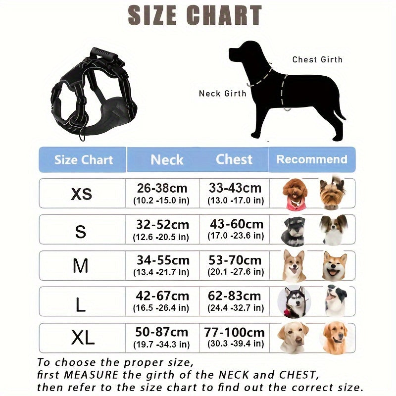 No-Pull Dog Harness & Leash Set 6-in-1 – Reflective No-Choke Oxford Vest with Dual Leash Clips & Easy Control Handle for Small Medium Large Dogs, 5 Colors XS to XL