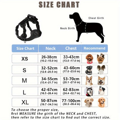 No-Pull Dog Harness & Leash Set 6-in-1 – Reflective No-Choke Oxford Vest with Dual Leash Clips & Easy Control Handle for Small Medium Large Dogs, 5 Colors XS to XL