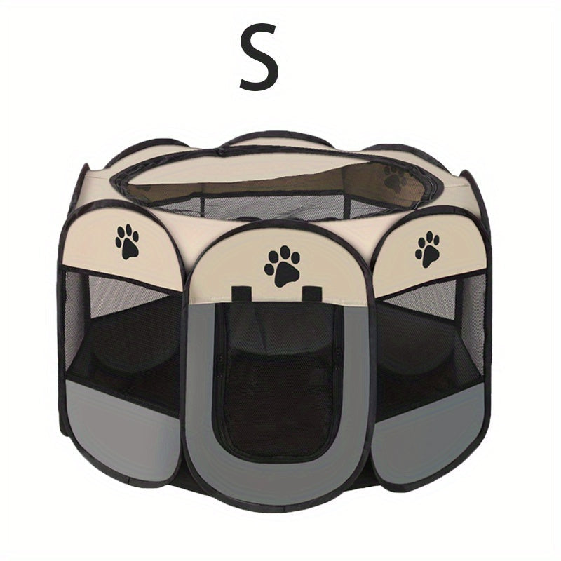 Portable Foldable Pet Playpen with Zipper Gate – 3 Sizes S/M/L Collapsible Mesh Enclosure for Cats, Dogs, Puppies & Kittens, Scratch-Resistant Indoor Outdoor Pet Fence Play Yard