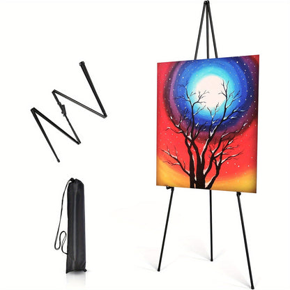 63 Inch Portable Tripod Easel Stand Foldable with Carrying Bag – Adjustable Metal Floor Easel for Wedding Signs Posters Art Painting Trade Shows and Events – Holds Up to 10 lbs
