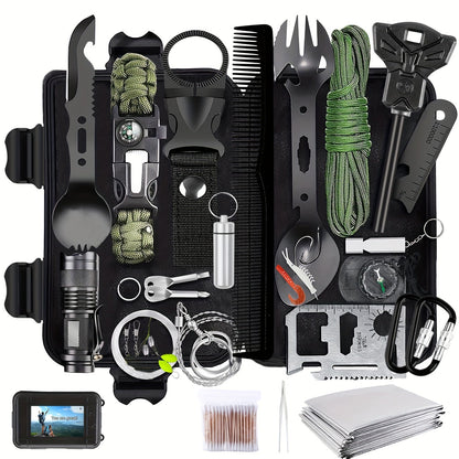 Professional Survival Gear Kit 14, 152 or 258 Piece – Outdoor Emergency Survival Equipment with Fire Starter, Compass & Multitool for Camping, Hiking & Adventure, Best Gift for Men & Women