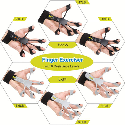 6-Piece Grip Strength Trainer Set – Adjustable Hand Gripper 10-130lbs with Auto Counter, Finger Exerciser, Forearm Workout Rings & Finger Stretcher, Hand Strengthener for Men Women All Hand Sizes