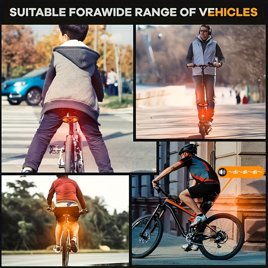 Bike Tail Light with Left & Right Turn Signals – 650mAh Ultra-Bright Safety Warning Light, Remote Control, Alert Speaker, Red/Yellow LED, Compact Design for Night Riding, Cycling Gift