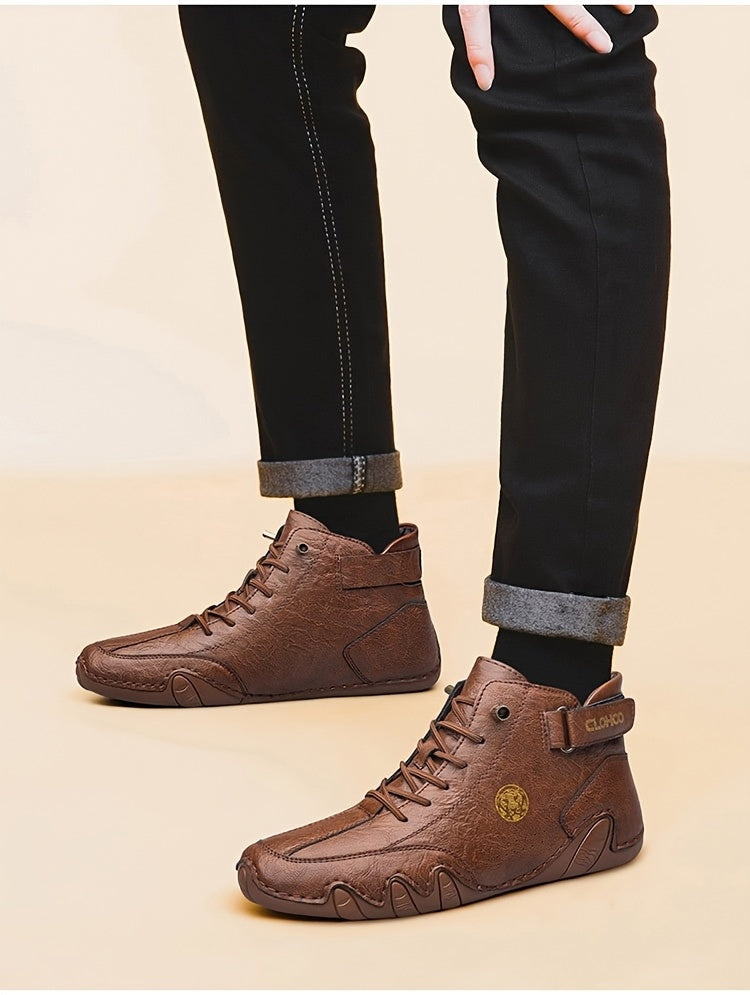 Men's High-Top Sneakers Breathable Lace-Up Casual Shoes Soft Rubber Sole Non-Slip Outdoor Walking Shoes for Men US 7-12 Multiple Colors