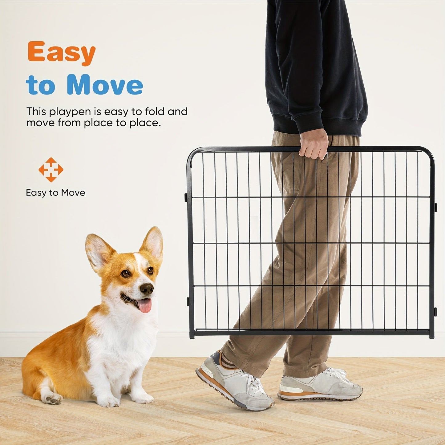 Dog Playpen 8 or 16 Panel DIY Metal Kennel with Door for Large Medium Small Dogs – 24 32 40 Inch Indoor Outdoor Puppy Pen Easy to Assemble & Move