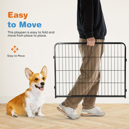 Dog Playpen 8 or 16 Panel DIY Metal Kennel with Door for Large Medium Small Dogs – 24 32 40 Inch Indoor Outdoor Puppy Pen Easy to Assemble & Move