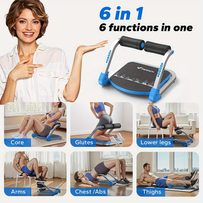 Multifunctional Ab Trainer Machine for Home Gym – Core Strength, Waist Slimming & Belly Fat Workout Equipment for Men & Women – Red & Blue