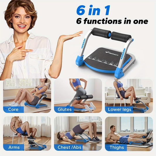 Multifunctional Ab Trainer Machine for Home Gym – Core Strength, Waist Slimming & Belly Fat Workout Equipment for Men & Women – Red & Blue