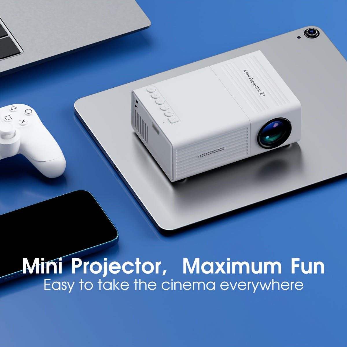 Mini Portable Projector 1080P Full HD Home Theater Outdoor Movie Projector – Phone Screen Mirroring iOS Android TV Stick USB HDMI Laptop Compatible