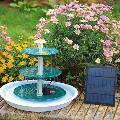 3-Layer Solar Bird Bath Fountain 3.5W – Outdoor Garden Courtyard Decor Solar Powered Fountain Pump, No Wiring Needed, Dark Green Light Blue or Fountain-Only, Single & Three Tier Options