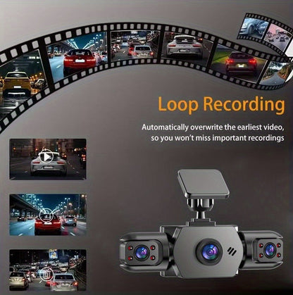 PODOFO 4-Channel Dash Cam 1080P Front Rear Left Right - 3.16" IPS Screen, Night Vision, Loop Recording, 24-Hour Parking Monitor with G-Sensor & Motion Detection, Optional 64GB Card, Vehicle Security Camera