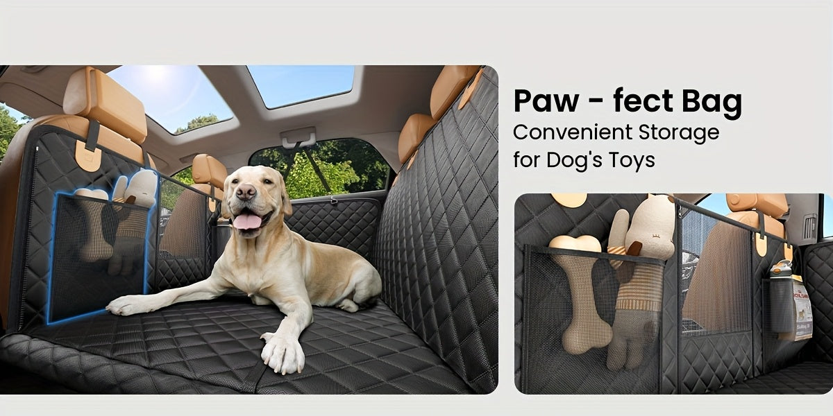 Dog Backseat Expander with Hard Bottom – 400 lb Capacity 100% Nylon Dog Car Seat Cover & Pet Hammock for SUV, Truck & Car, Large Space Non-Slip Waterproof Dog Travel Seat Protector