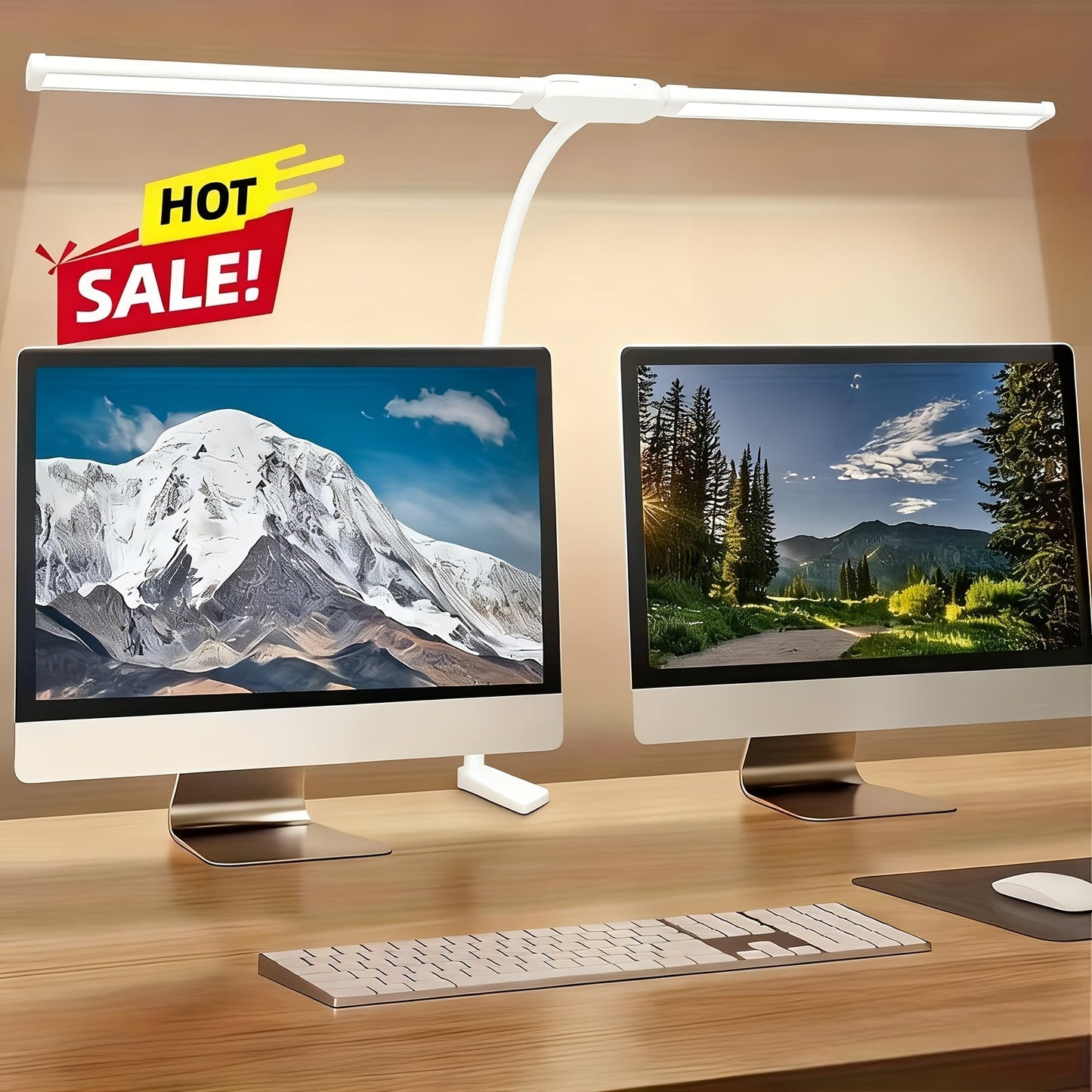 Metal Touch Control LED Desk Lamp – 360° Adjustable Gooseneck Foldable Double Head Anti-Glare USB Powered Eye-Caring Reading Light for Office, Study, Gaming & Home, Monitor Screen Lamp