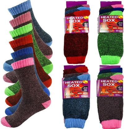 6 Pairs Women's Thermal Winter Socks – Fleece-Lined Warm Boot Socks for Cold Weather, Heavy Duty Cushioned Crew Socks for Hiking Camping Skiing Running, Size 9-11, Multicolor Value Pack