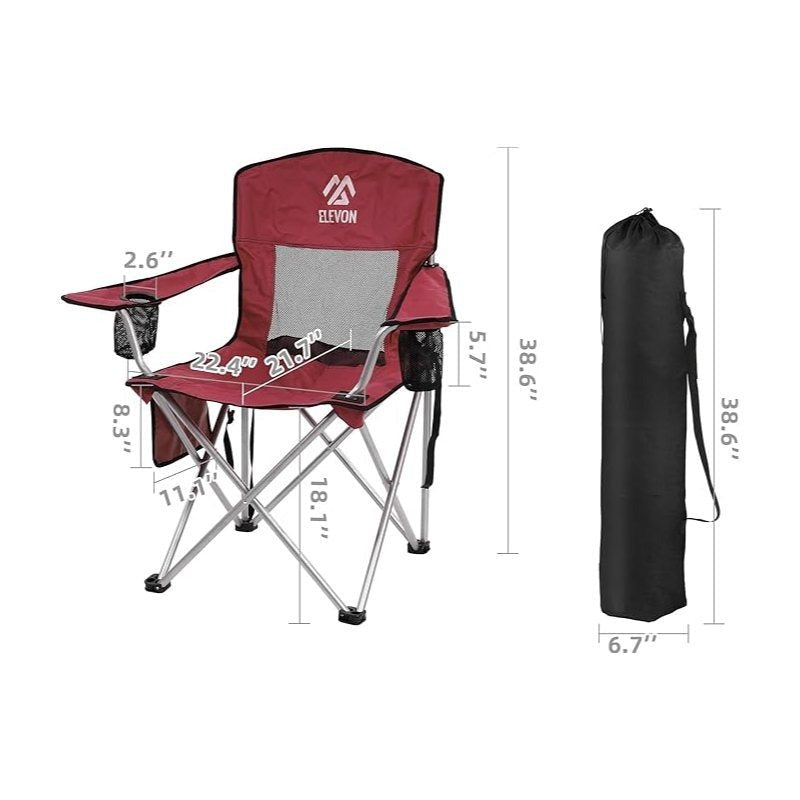 Folding Camping Chair with Tilting Canopy Sunshade – 225LBS Capacity, 22.8" Wide Seat, Mesh Cup Holder & Carry Bag, Portable Beach Lawn Chair for Camping, Hiking & Outdoor Events – 9 Color Options