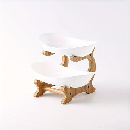 2-3 Tier Fruit Bowl Stand Kitchen Counter Organizer | Tiered Fruit Basket Bread Tray Candy Display | Space-Saving Countertop Storage | Easy Assembly | White Green | Birthday Housewarming Gift