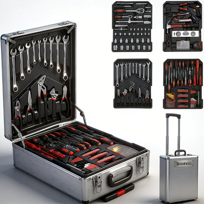 52-Piece Professional Tool Set - Chrome Vanadium Steel, Portable Toolbox for Home & Car Repair, Multi-Function DIY Hand Tool Kit for Enthusiasts & Professionals, Great Gift for Men