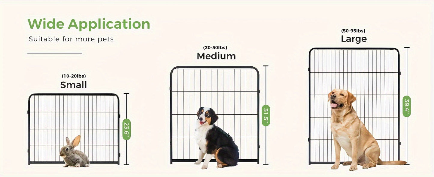 Dog Playpen 8 or 16 Panel DIY Metal Kennel with Door for Large Medium Small Dogs – 24 32 40 Inch Indoor Outdoor Puppy Pen Easy to Assemble & Move