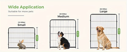 Dog Playpen 8 or 16 Panel DIY Metal Kennel with Door for Large Medium Small Dogs – 24 32 40 Inch Indoor Outdoor Puppy Pen Easy to Assemble & Move