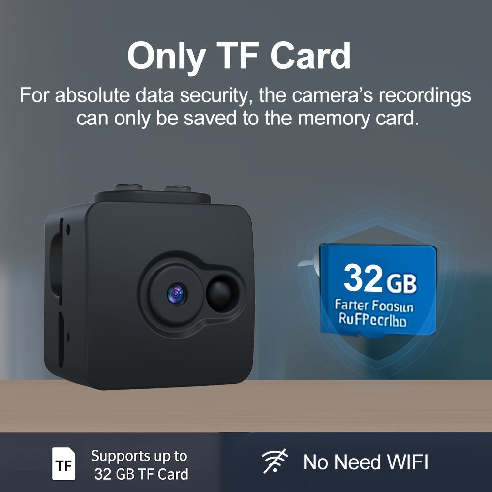 Mini Hidden Security Camera No WiFi Needed – 32GB SD Card Support, Continuous Loop Recording, Rechargeable Battery, Plug & Play – Home Security, Baby Monitor, Pet Camera, Office Surveillance
