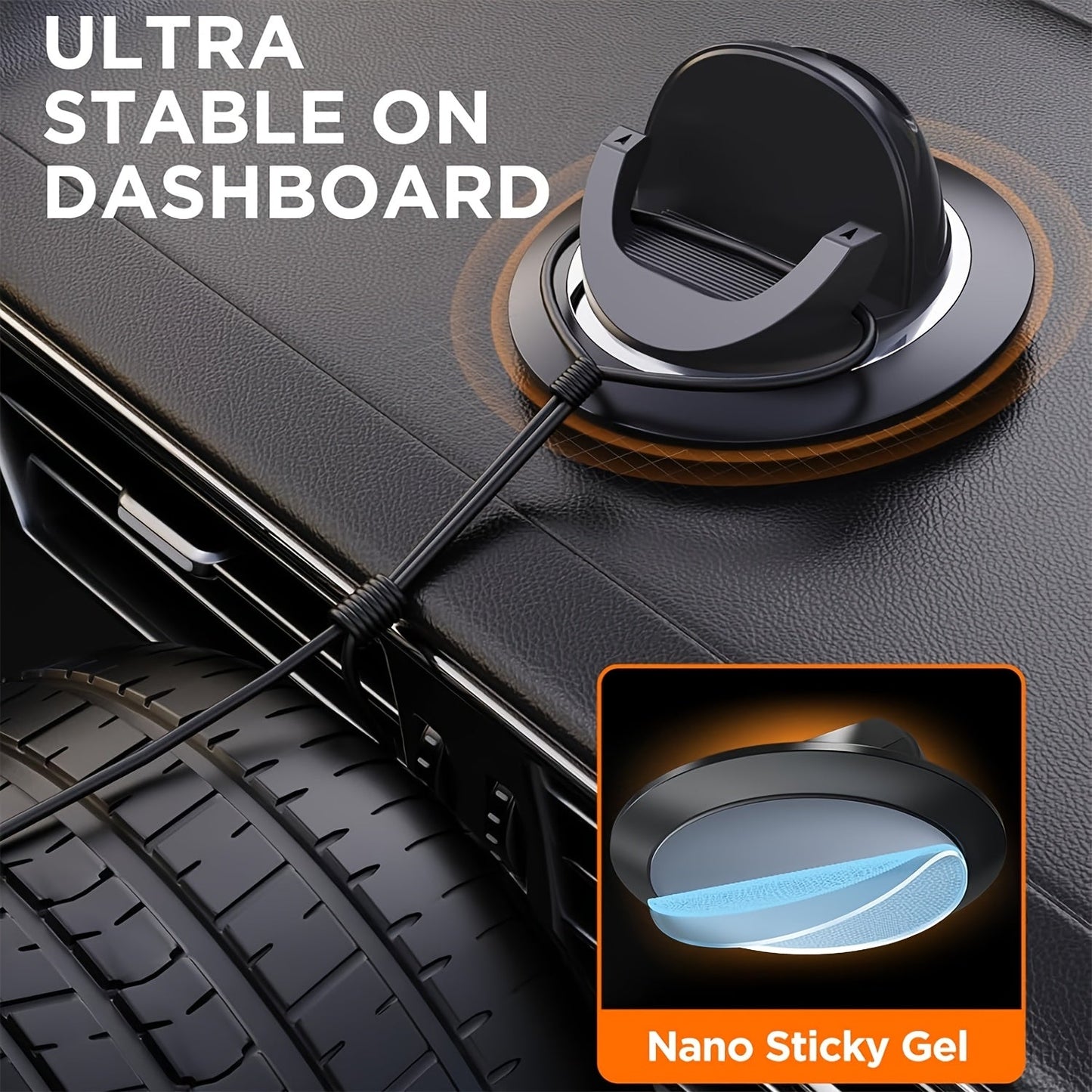Car Phone Holder Dashboard Mount, 360° Rotation Cell Phone Holder for Car with Suction Cup & Silicone Anti-Slip Pad, Universal Phone Stand Compatible with iPhone 17 16 15 Samsung Galaxy & All Smartphones