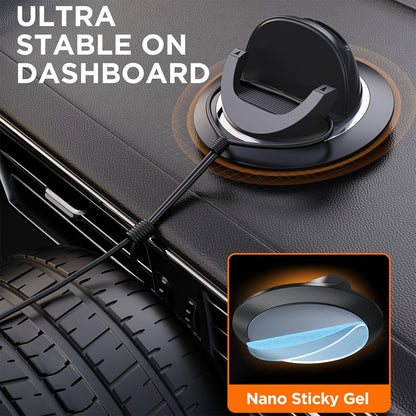 Car Phone Holder Dashboard Mount, 360° Rotation Cell Phone Holder for Car with Suction Cup & Silicone Anti-Slip Pad, Universal Phone Stand Compatible with iPhone 17 16 15 Samsung Galaxy & All Smartphones