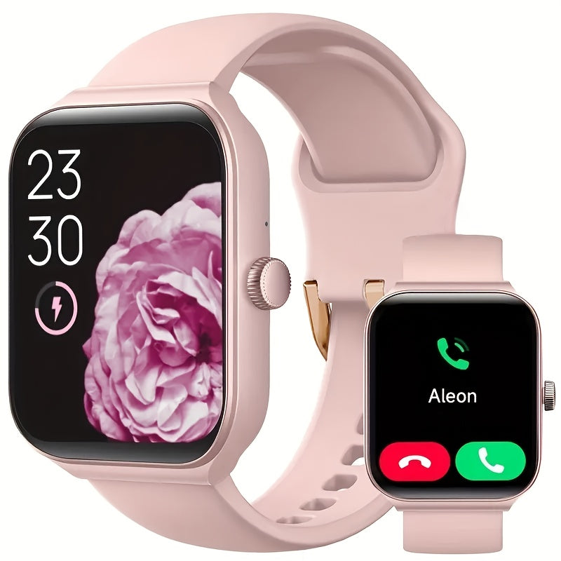 Smart Watch 1.83" Fitness Tracker with Bluetooth Calling – Step Counter, Activity Monitor, Message Notifications, Multi-Sport Modes, USB Charging, Compatible with iPhone & Android, Gift for Men & Women (Black/Pink)