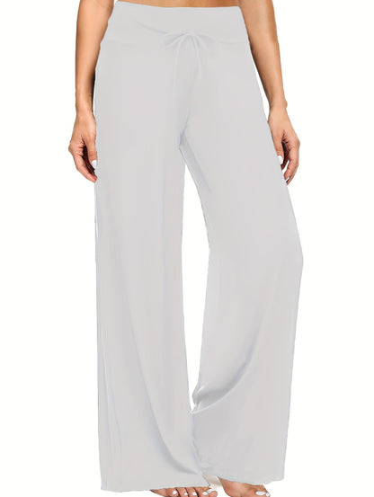 Wide Leg Palazzo Pants for Women 4-Pack – High Waist Flowy Stretchy Casual Beach Lounge Pants, Loose Dress Pants for Everyday Wear, Vacation, Summer & Plus Size – S to XXL, Black & Mixed Colors