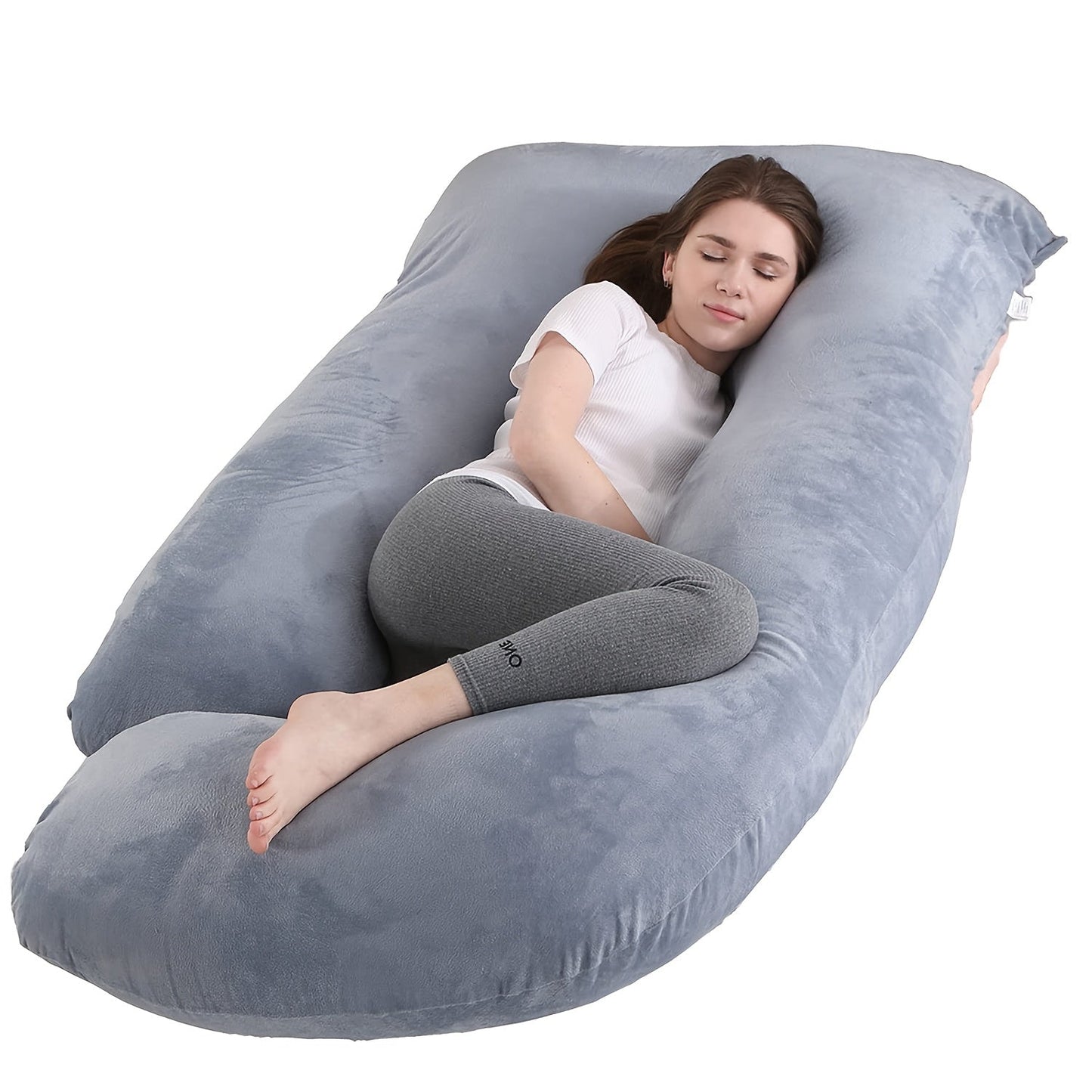 J-Shaped Maternity Pillow Full Body Pregnancy Pillow with Pillowcase – Back, Leg & Tummy Support for Comfortable Sleep, 41" & 60" Sizes, Multiple Colors & Fabrics, Great Baby Shower Gift