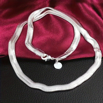 925 Sterling Silver Flat Snake Chain Necklace – Sleek Minimalist Unisex Jewelry, 20 Inch Smooth Serpentine Chain, Perfect Gift for Weddings, Parties, Christmas & Holidays