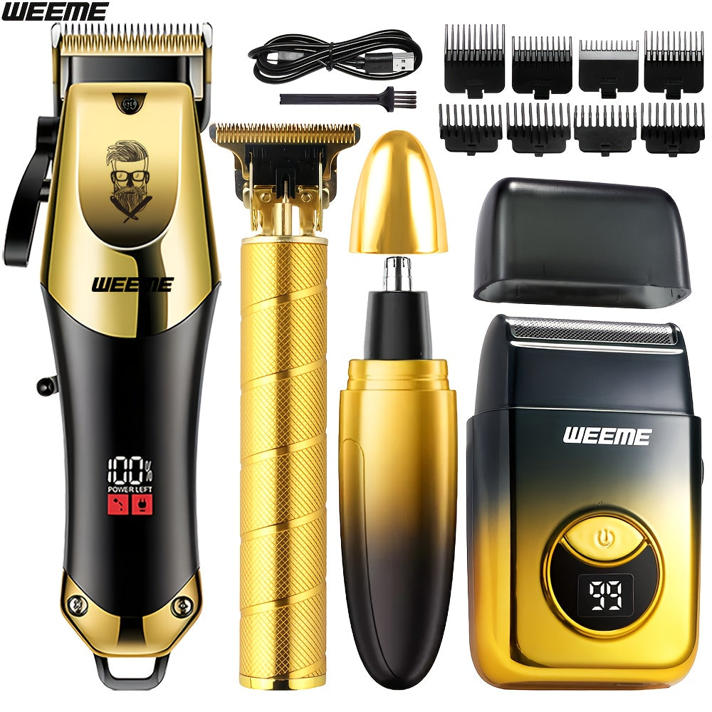 Men's Electric Hair Clipper Grooming Set USB Rechargeable Cordless Nose Hair Trimmer Shaver Kit 2/4/5-Piece Professional Lithium Battery Father's Day Birthday Gift for Men Home Barber