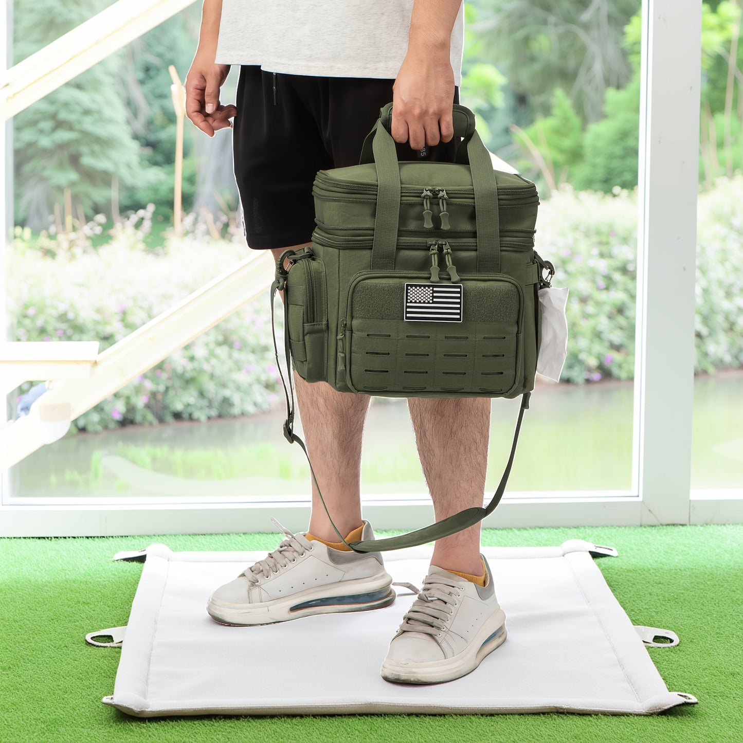 Tactical Lunch Box for Men 4.76 Gal – Expandable Heavy Duty Insulated Cooler Bag with MOLLE Webbing, Leakproof Thermal Lunch Bag for Work, Camping, Outdoor & Picnic, Available in Khaki, Black & Green