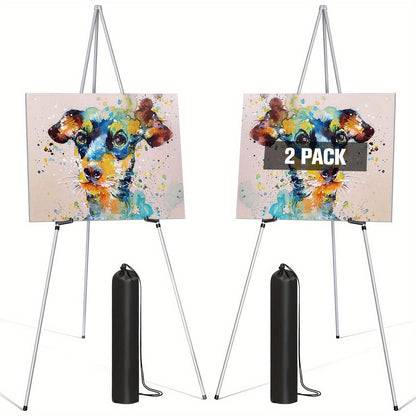 63 Inch Portable Tripod Easel Stand Foldable with Carrying Bag – Adjustable Metal Floor Easel for Wedding Signs Posters Art Painting Trade Shows and Events – Holds Up to 10 lbs