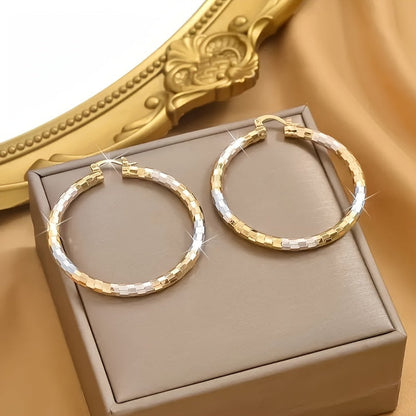 14K Gold Plated Twisted Hoop Earrings for Women – Vintage Bohemian Creole Round Hoops, Nickel-Free Copper, Perfect for Daily Wear Wedding Party Birthday Christmas Gift
