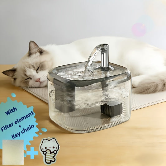 Ultra-Quiet USB Pet Water Fountain – Automatic Circulating Fresh Water for Cats & Dogs, 4-Stage Filtration, Visible Water Level Window, No Battery Needed, Home & Travel