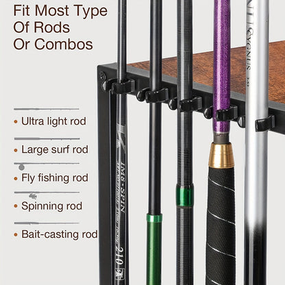 Fishing Rod Holder for Garage – Rotating Tackle Storage Rack Holds 10 Rods Fishing Gear Organizer Pole Stand for Men Gift Christmas Stocking Stuffer