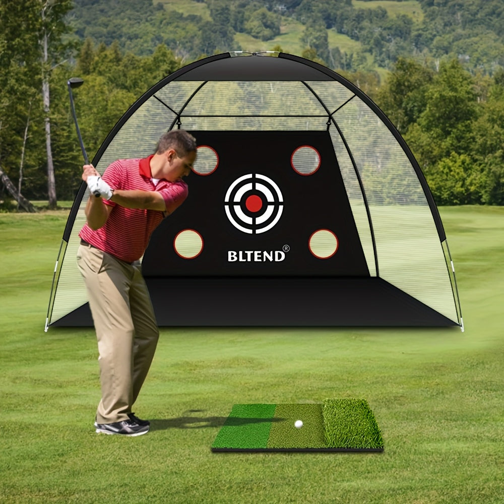 10x7ft Golf Practice Net & Mat Set with Balls, Tees & Carry Bag – Heavy Duty Golf Hitting Net for Backyard, Basement & Indoor Outdoor Use, Golf Training Equipment Gift for Men & Women