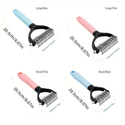 Pet Dematting Comb 2 Pack Double-Sided Undercoat Rake for Cats & Dogs – Stainless Steel Deshedding Brush Removes Mats Tangles Loose Fur Large & Small