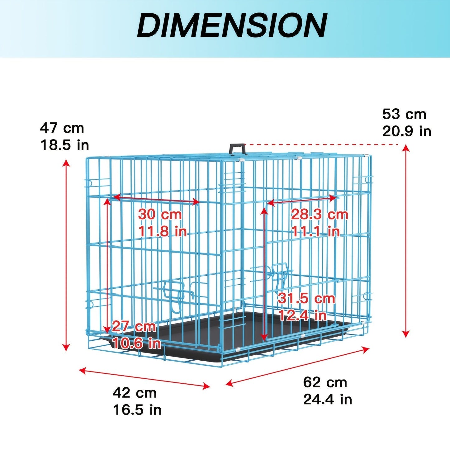 Foldable Metal Wire Dog Crate for Small Dogs & Rabbits – Adjustable Divider Panel, Leak-Proof Plastic Pan, Indoor Outdoor Pet Kennel for Chihuahuas Toy Breeds Small Animals, Multiple Sizes