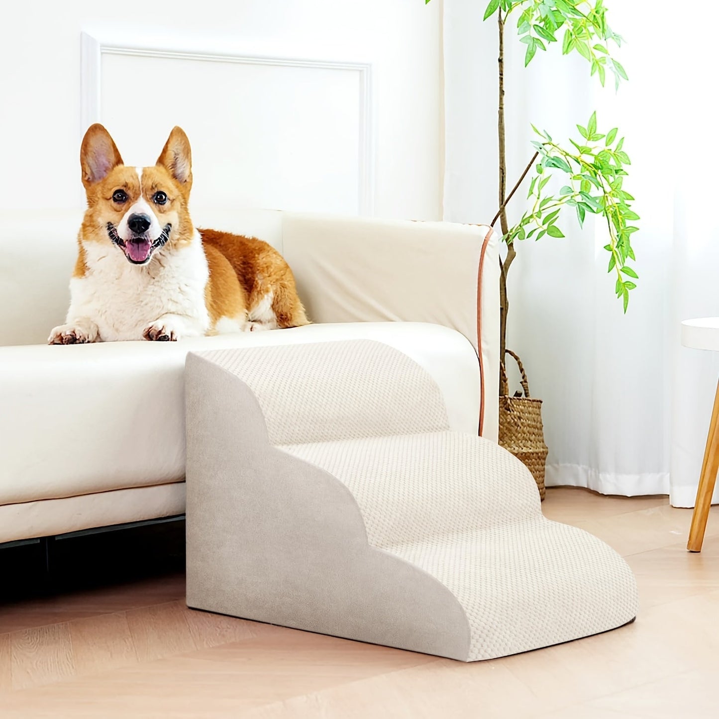 Memory Foam Dog Steps Pet Stairs 2 3 4 Step with Non-Slip Bottom & Washable Cover – Supportive Pet Steps for Sofa Bed, Great for Senior Dogs & Puppies, Multiple Colors