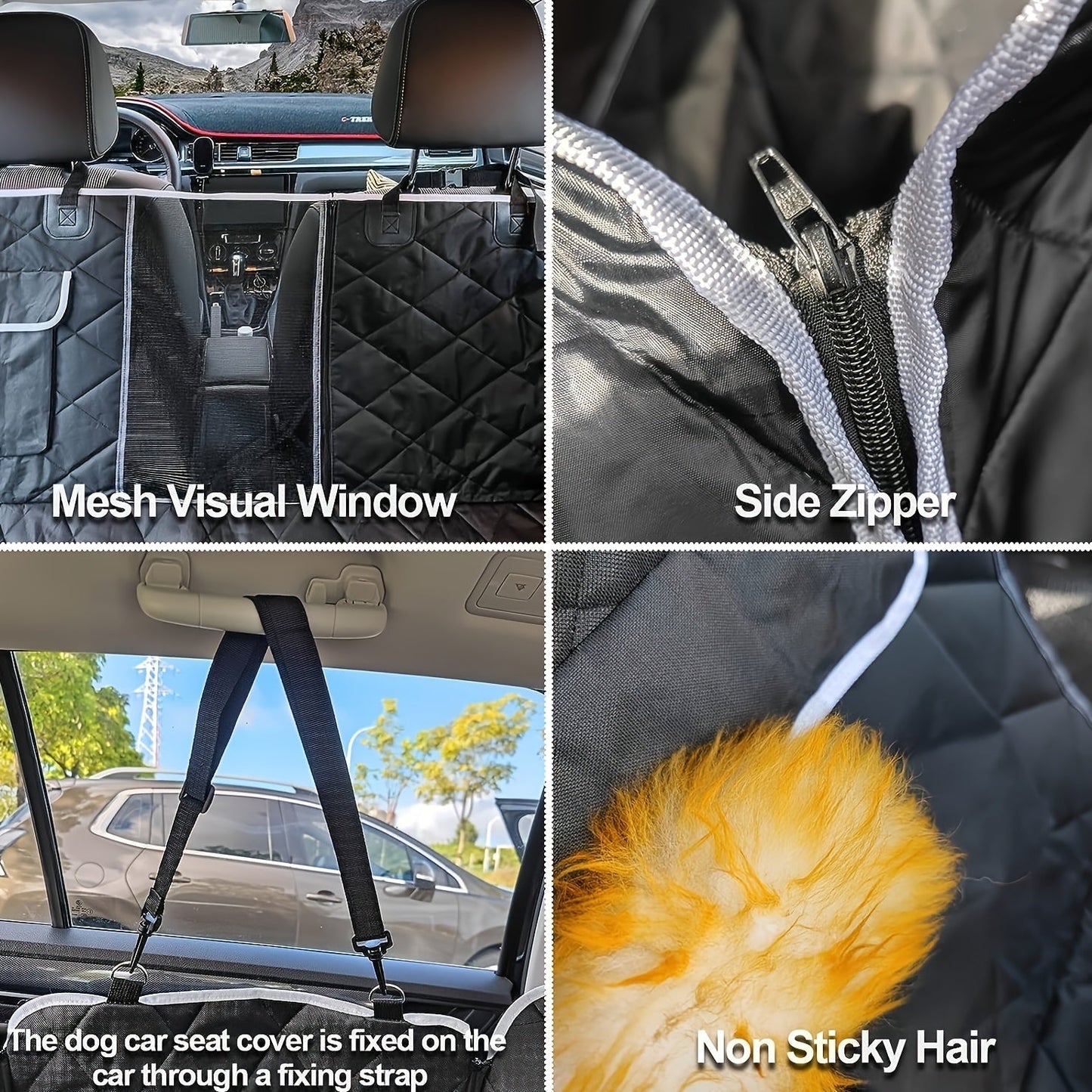Dog Car Seat Cover Hammock – Durable Anti-Scratch Backseat Protector with Mesh Window & Storage Bag, Universal Fit for Cars, Trucks & SUVs