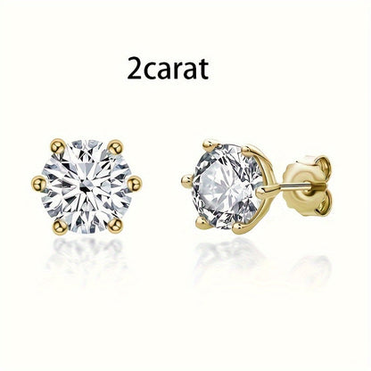 Moissanite Stud Earrings 925 Sterling Silver 0.5 1 2 3 Carat Diamond Alternative Earrings for Women Elegant Korean Japanese Style Hypoallergenic Jewelry Gift