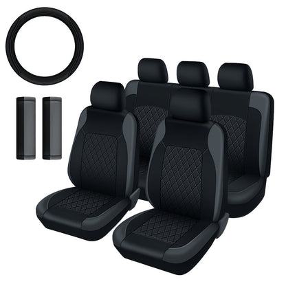 PU Leather Car Seat Covers Universal Fit Waterproof Quilted All-Season with Sponge Padding for Cars SUVs Trucks Gray Black Red Blue Single or 12-Piece Set