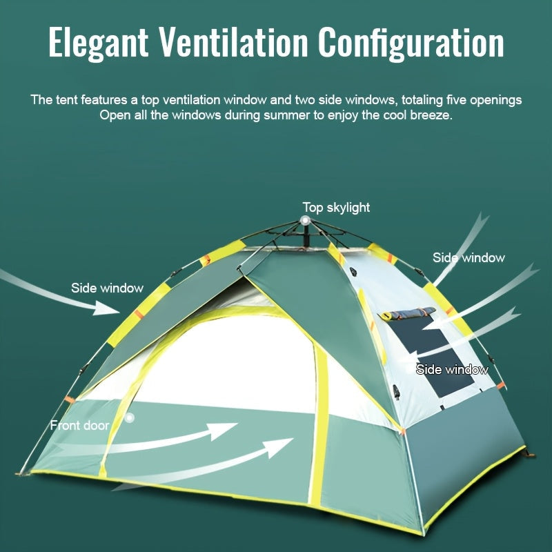 Automatic Instant Pop-Up Camping Tent 1-3 or 3-4 Person – Full Season Windproof Lightweight Tent with Double Doors & Mesh Windows for Camping Hiking Hunting Travel & Outdoor Shelter