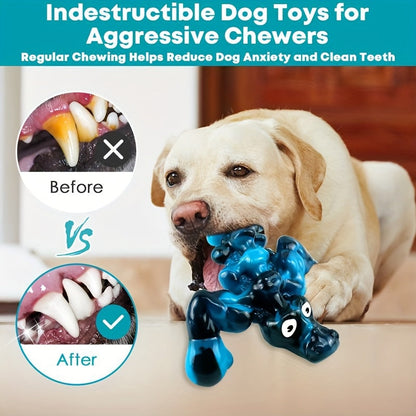 Indestructible Crocodile Dog Chew Toy – Durable Nylon & Rubber Squeaky Chew for Aggressive Chewers 20-100 lbs, Milk Flavor, Teeth Cleaning Bumpy Texture, for Large Medium & Small Dogs