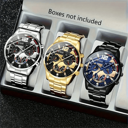 Men's Quartz Watch Set 10 Pcs – Analog Alloy Case, Faux Leather Strap, Date Display, Multiple Styles – Casual Wrist Watches for Men, Perfect Gift Set