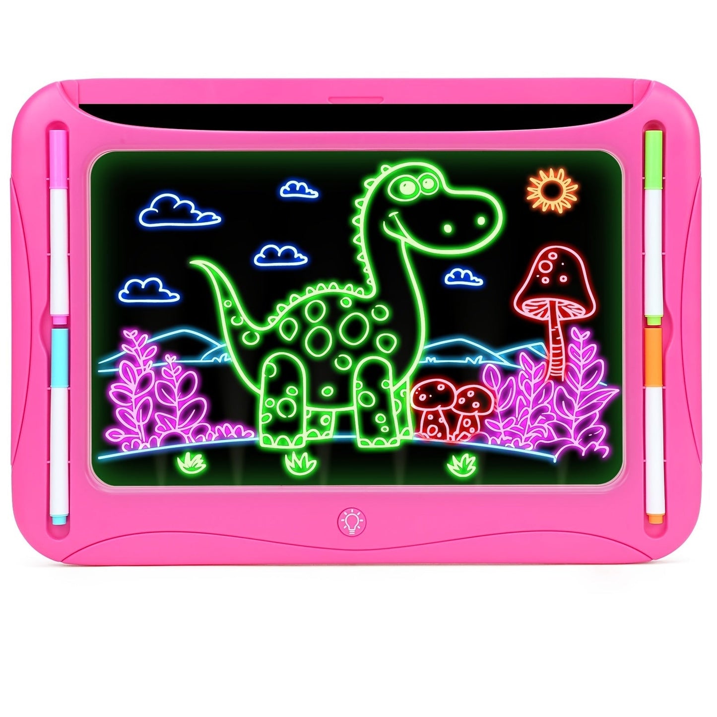 LED Light-Up Drawing Doodle Board for Kids Ages 3-8 – Glow Writing Art Set with 9 Double-Sided Cards & 6 Markers, Educational Learning Travel Toy, Birthday & Christmas Gift for Girls Boys
