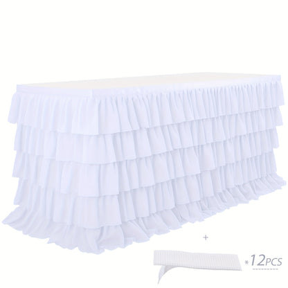 6ft Tulle Tutu Table Skirt – Chiffon Ruffle Table Skirting for Birthday Party, Wedding, Bridal Shower, Girls Party & Holiday Decor – Easy Hook & Loop Install, 12 Colors (72"L x 30"H)