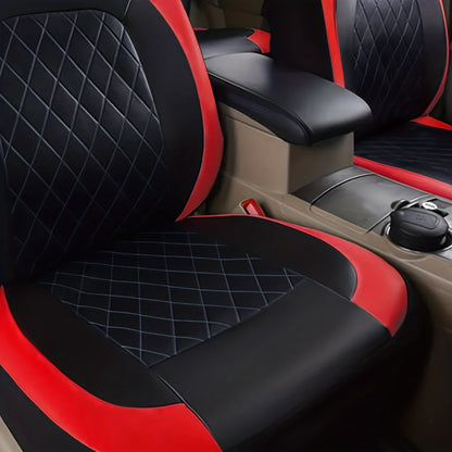 PU Leather Car Seat Covers Universal Fit Waterproof Quilted All-Season with Sponge Padding for Cars SUVs Trucks Gray Black Red Blue Single or 12-Piece Set