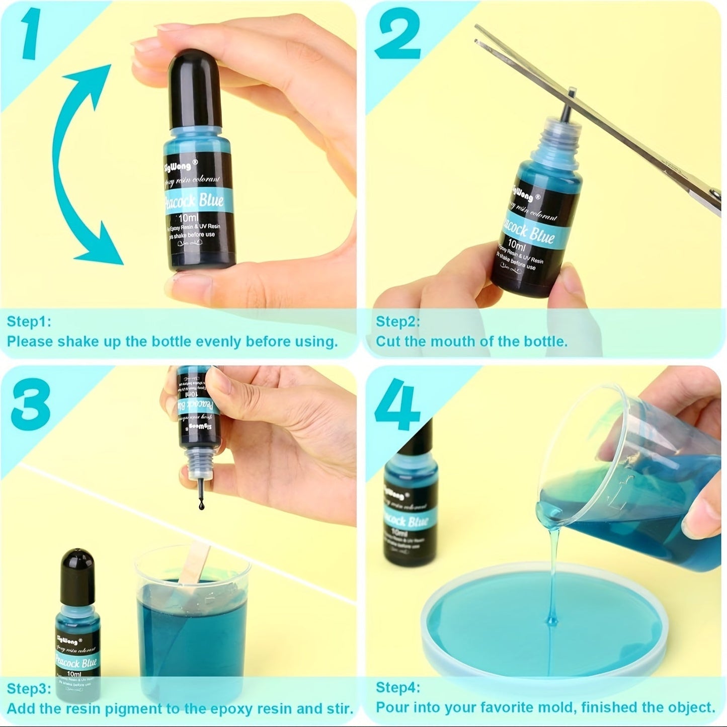 24 Color Liquid Epoxy Resin Colorant Set - Highly Concentrated Resin Dye for Jewelry Making, Resin Art, Painting and DIY Crafts, 0.35oz / 10ml Each, Complete Color Kit for Beginners and Artists
